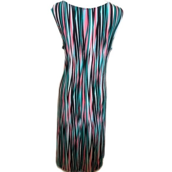 Catherines plus deep v-neck midi dress, multicolor, stretchy, flowy - 1X  18/20W - Picture 4 of 6